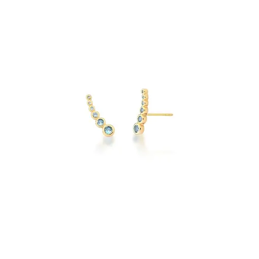 BRINCO EAR CUFF COM ZIRCÔNIAS AZUIS BANHADO A OURO