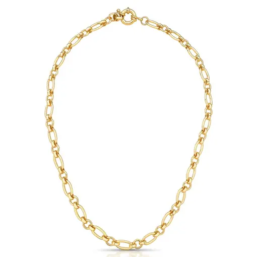 COLAR COM MALHA DE ELOS INTERCALADOS E FECHO BOIA