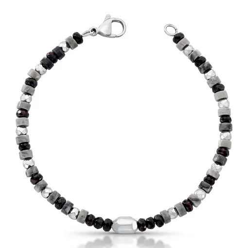 PULSEIRA INTERCALADA COM PEDRAS EM AÇO