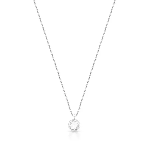 CORRENTE COM PINGENTE PONTO DE LUZ EM PRATA LISA