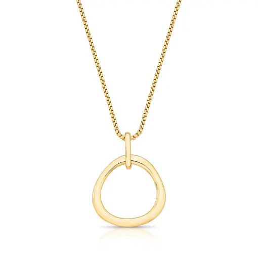 COLAR COM PINGENTE REDONDO VAZADO E LISO