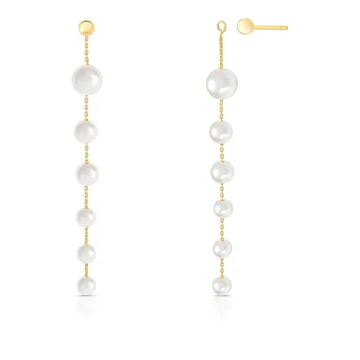 BRINCO PÊNDULO EAR JACKET COM PÉROLAS EM DEGRADÊ