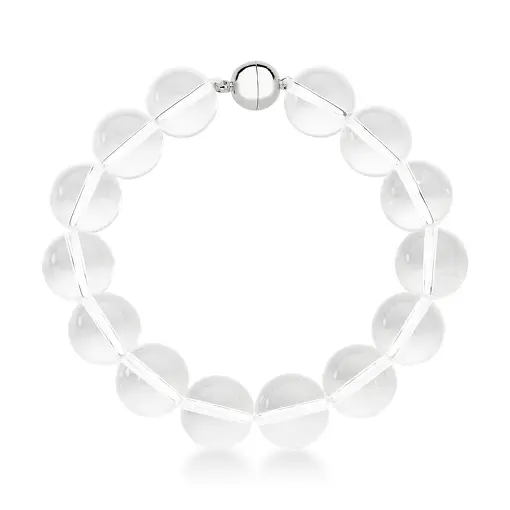 PULSEIRA COM BOLAS EM RESINAS INCOLOR BANHADA A RÓDIO