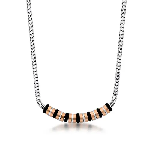 COLAR EM MALHA RABO DE RATO E PINGENTE EM AÇO