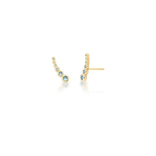 BRINCO EAR CUFF COM ZIRCÔNIAS AZUIS BANHADO A OURO
