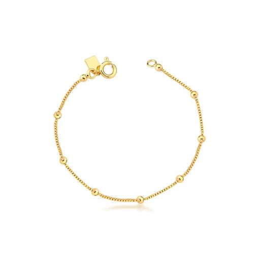PULSEIRA KIDS COM ESFERAS LISAS BANHADA A OURO