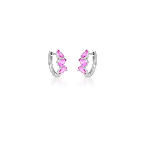 ARGOLA REDONDA COM CRISTAIS DE GOTA PRATA RODINADA