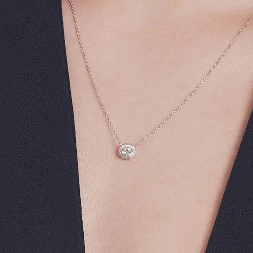 COLAR PEDRA MOISSANITE 5MM PRATA RODINADA