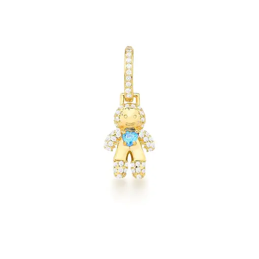 PINGENTE MENINO CRAVEJADO E CRISTAL BANHADO A OURO