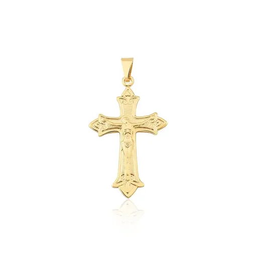 PINGENTE DE CRUCIFIXO LISO BANHADO A OURO