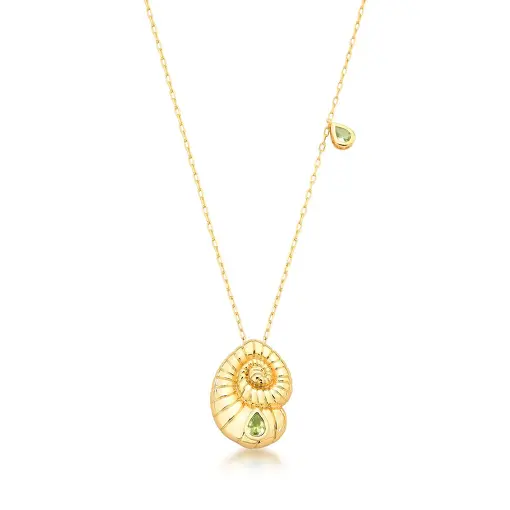 COLAR COM PINGENTE DE CONCHA CAROCOL COM CRISTAIS