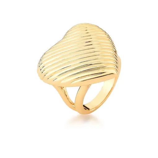 ANEL DE CORAÇÃO TEXTURIZADO BANHADO A OURO