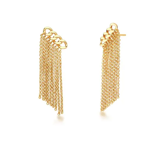 BRINCO EM ELOS GROUMET E FRANJA BANHADO A OURO