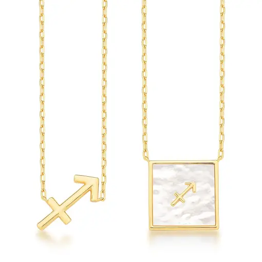 ESCAPULÁRIO EM MADREPÉROLA SIGNO DE SARGITÁRIO BANHADO A OURO