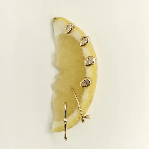 BRINCO EAR HOOK CURVO COM CRISTAL REDONDO