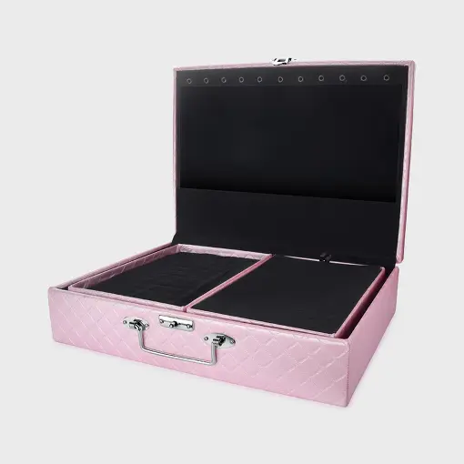 MALETA EM COURINO ROSA TAMANHO G