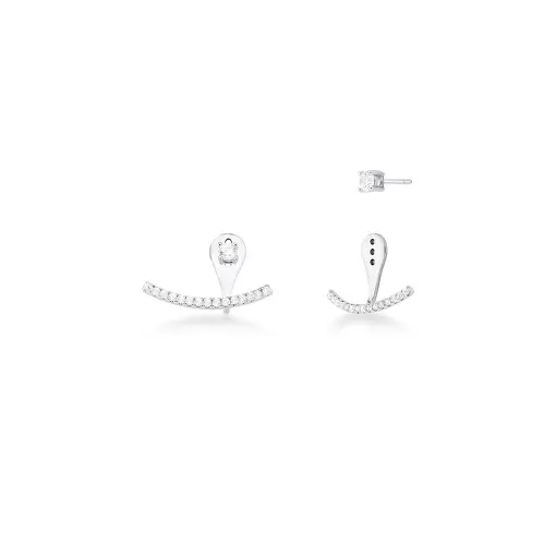 BRINCO EAR JACKET COM CRISTAL E ZIRCÔNIAS BANHADO A RÓDIO