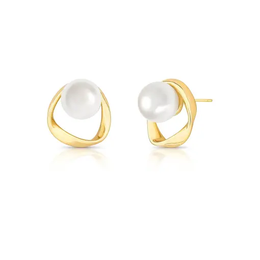 BRINCO CURVO E VAZADO COM PÉROLA SHELL