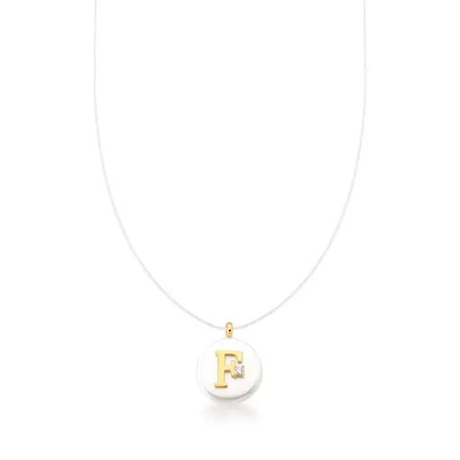 CORRENTE COM FIO DE SILICONE PINGENTE LETRA "F" BANHADA A OURO