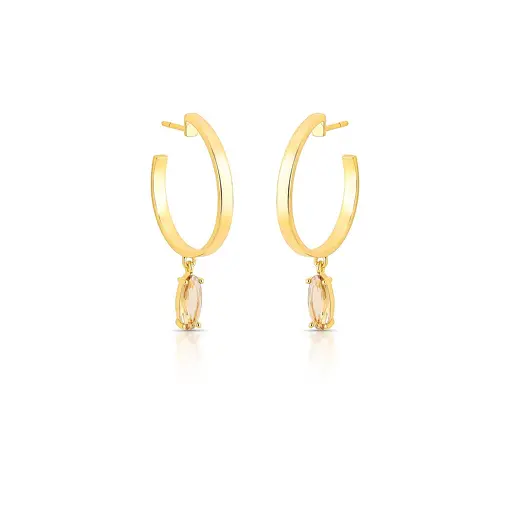 MEIA ARGOLA COM CRISTAL NAVETE EM PÊNDULO