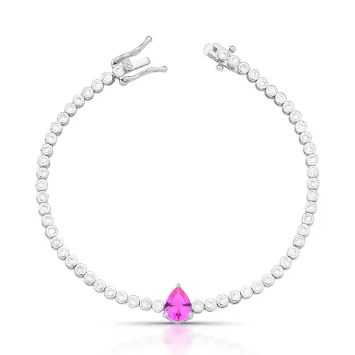 PULSEIRA COM PINGENTE DE GOTA E CRISTAIS REDONDOS