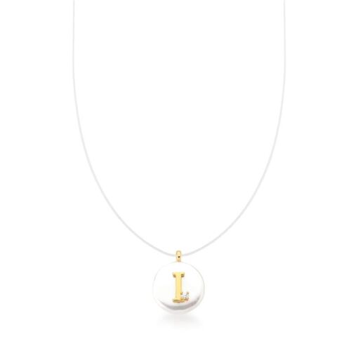 CORRENTE COM FIO DE SILICONE PINGENTE LETRA "I" BANHADA A OURO