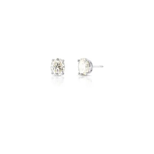 BRINCO COM CRISTAL OVAL MOISSANITE PRATA RODINADA