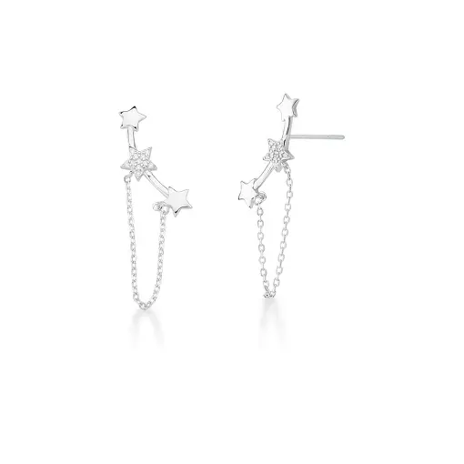 BRINCO EAR CUFF DE ESTRELA COM ZIRCÔNIAS PRATA LISA