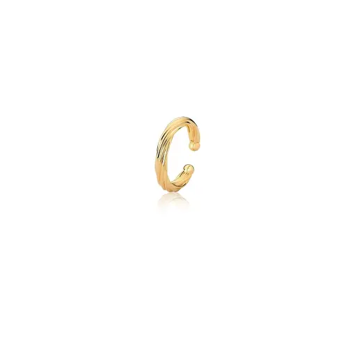 PIERCING DE ORELHA UNITÁRIO TRANÇADO E LISO FOLHEADO A OURO