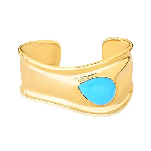 BRACELETE CURVO COM PEDRA EM GOTA