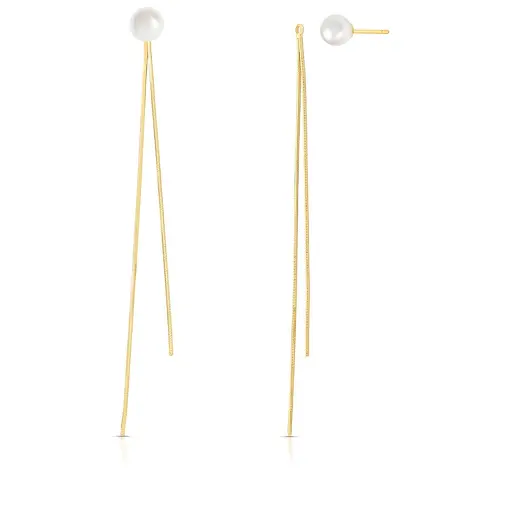 BRINCO EAR JACKET COM DOIS PÊNDULOS E PÉROLA