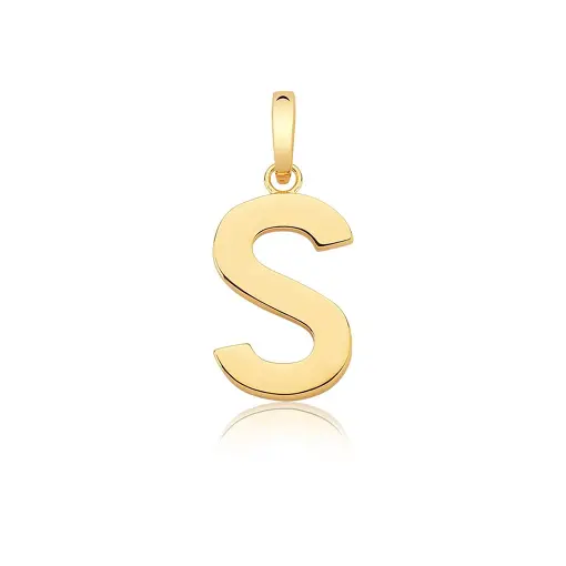 PINGENTE LETRA "S" LISO COM FECHO BANHADO A OURO