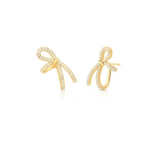 BRINCO EAR CUFF DE LAÇO CURVO CRAVEJADO DE ZIRCÔNIAS