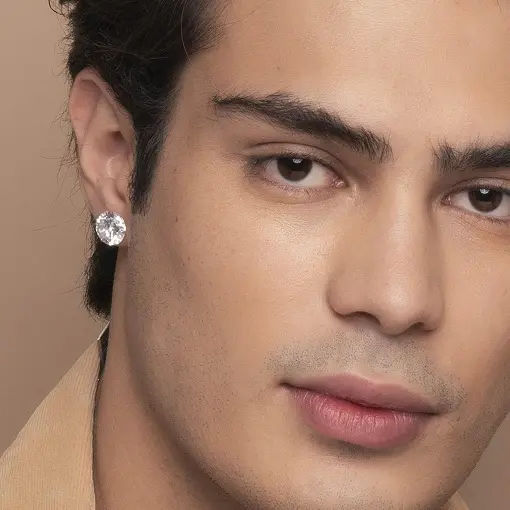 BRINCO SOLITARIO PONTO DE LUZ PRATA LISA