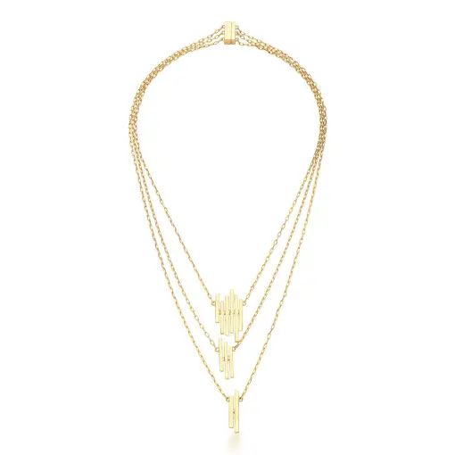 COLAR TRÊS VOLTAS COM PINGENTES RETANGULARES ASSIMÉTRICOS