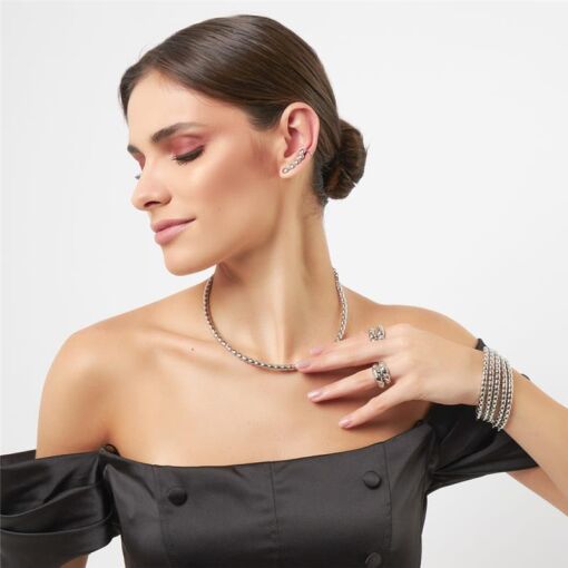 BRINCO EAR CUFF COM ESFERAS LISAS E ZIRCÔNIAS