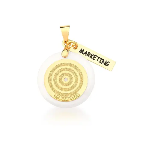 PINGENTE EM MADREPÉROLA PROFISSÃO MARKETING BANHADO A OURO
