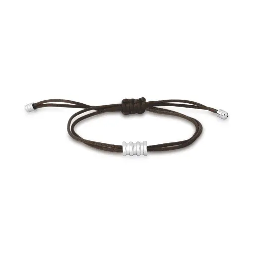 PULSEIRA REGULÁVEL EM FIO DE SEDA COM PINGENTE PRATA RODINADA