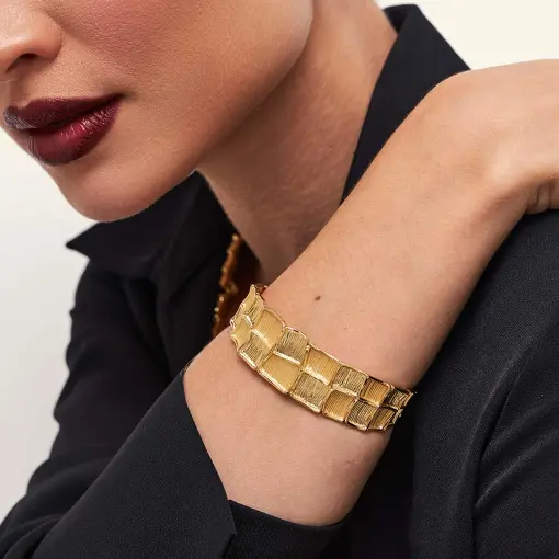 BRACELETE INTERCALADO E TEXTURIZADO COM ABERTURA ACETINADO