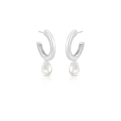 MEIA ARGOLA COM PÉROLA SHELL DE GOTA