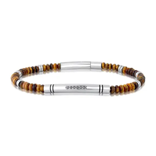 PULSEIRA CURVA COM PEDRAS NATURAIS EM AÇO