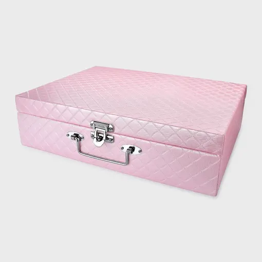 MALETA EM COURINO ROSA TAMANHO G
