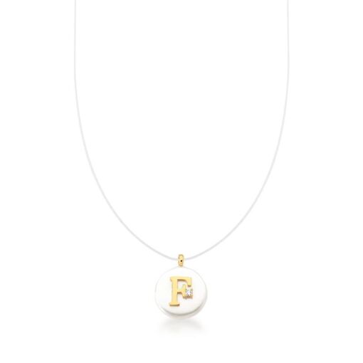 CORRENTE COM FIO DE SILICONE PINGENTE LETRA "F" BANHADA A OURO