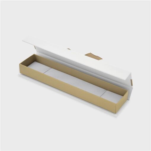 EMBALAGEM DE PAPEL DOURADO E BRANCO COM VELUDO PARA PULSEIRA