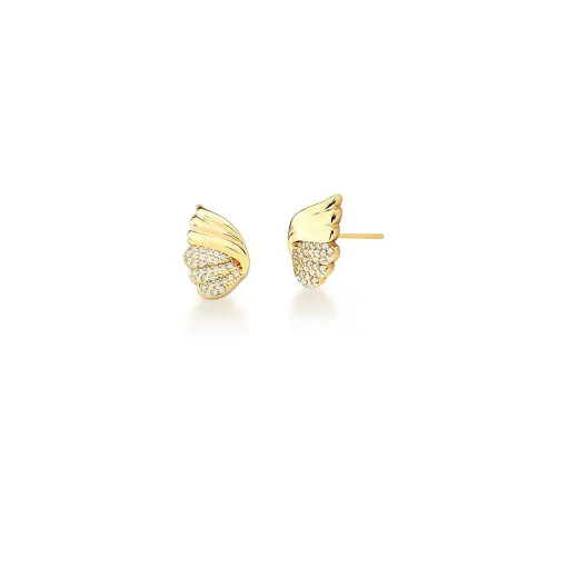 CONJUNTO BRINCO E CORRENTE COM PINGENTE ASA BANHADA A OURO