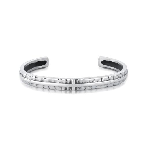 BRACELETE TEXTURIZADO COM ABERTURA EM AÇO