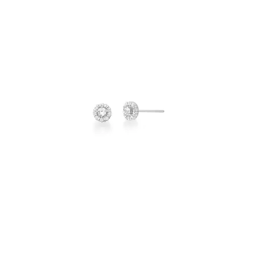 BRINCO FLOR COM ZIRCÔNIAS BRANCAS PRATA RODINADA