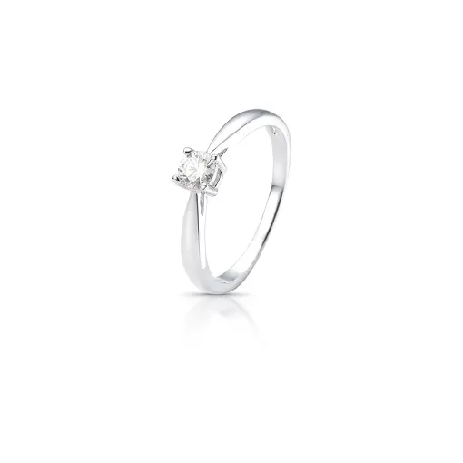 ANEL COM PEDRA REDONDA MOISSANITE 4MM PRATA RODINADA