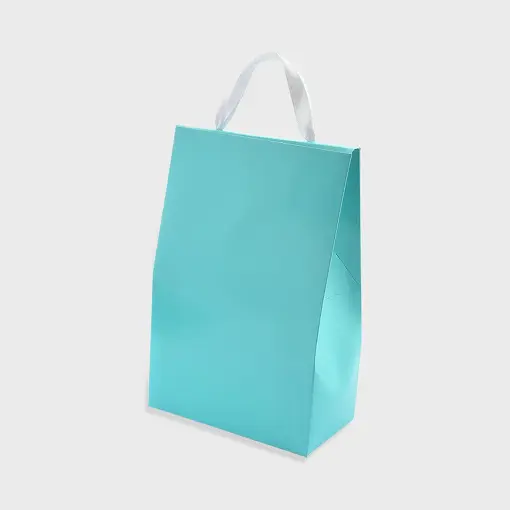 SACOLA M EM PAPEL AZUL TURQUESA COM 10 UNIDADES