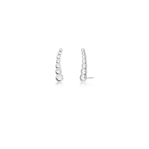 BRINCO EAR CUFF COM CRISTAIS REDONDOS PRATA RODINADA